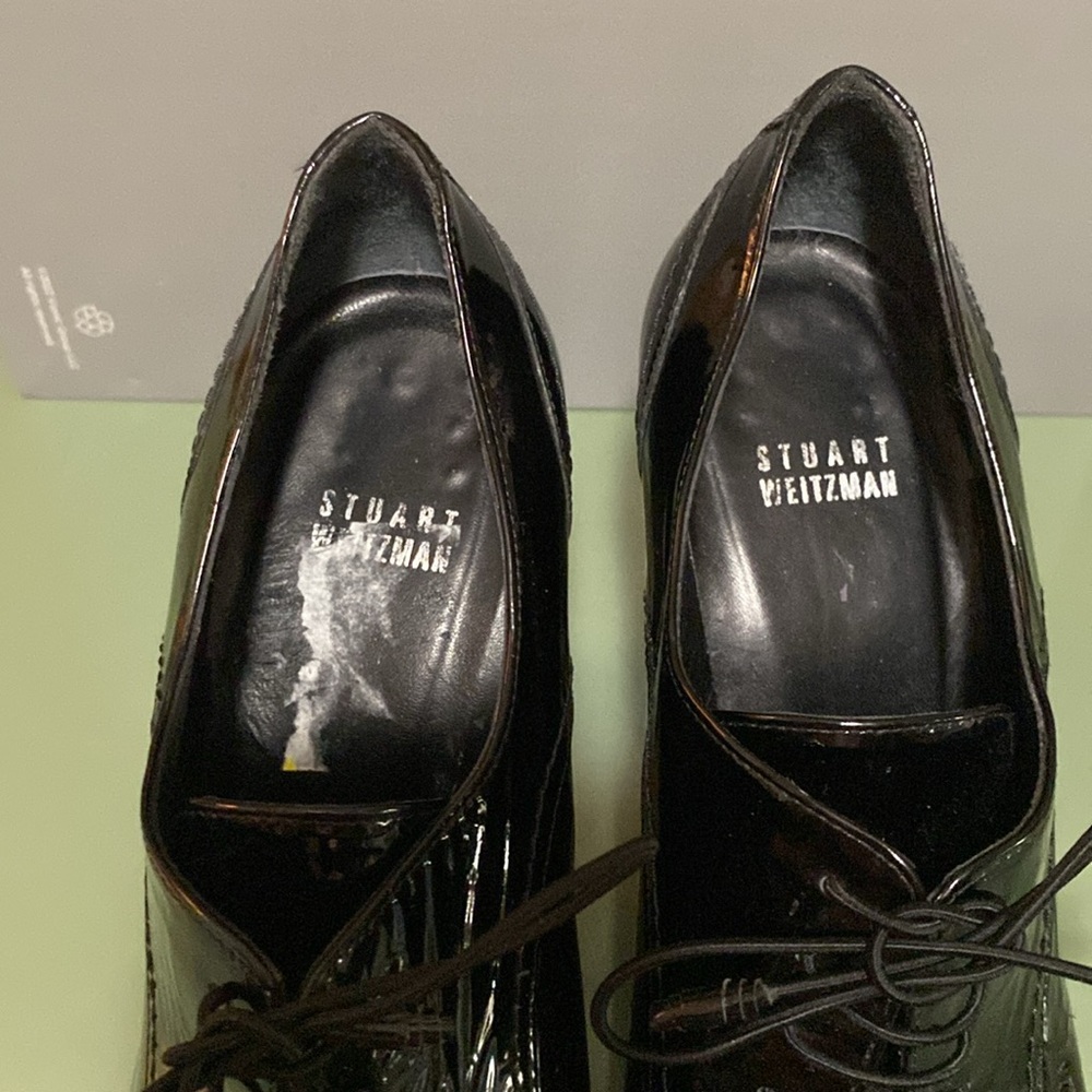 GUC Stuart Weitzman BLACK Patent leather Ankle Booties 7 - Picture 6 of 6
